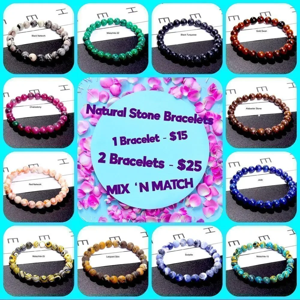 NATURAL STONE STRETCH BRACELETS‎